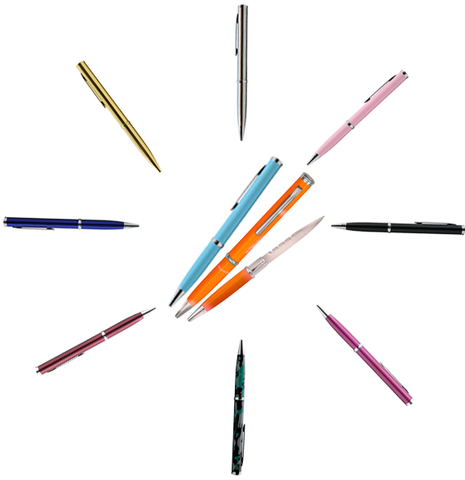 Knife Pen with Serrated Blade in Various Cool Colors