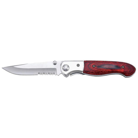 Maxam Wood Handle Liner Lock Knife with Nylon Sheath and Molded Case