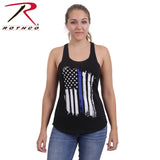 Women Thin Blue Line Flag Racerback Tank Top T-Shirt