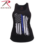 Women Thin Blue Line Flag Racerback Tank Top T-Shirt