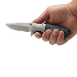 BLUE Wood Handle Spring-Assisted Stainless Steel Folding Knife