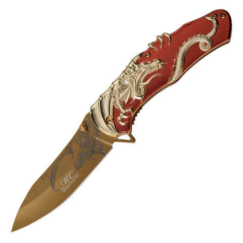 MASTERS COLLECTION SPRING ASSISTED DRAGON DESIGN KNIFE BY MASTER USA