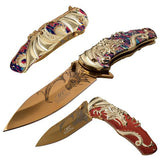 MASTERS COLLECTION SPRING ASSISTED DRAGON DESIGN KNIFE BY MASTER USA