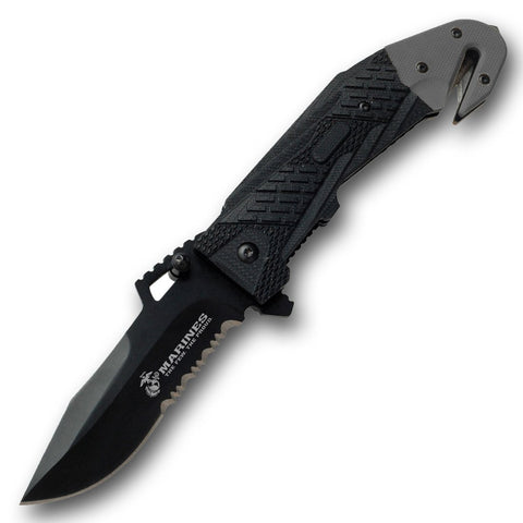 U.S. Marines by MTech USA  SPRING ASSISTED RESCUE KNIFE with Seat Belt Cutter