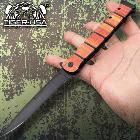 Tiger USA Large 9.25 inch Spring Assisted Military Folding Knife