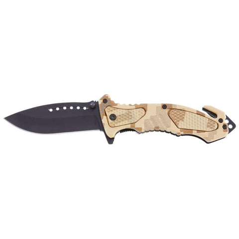 Maxam Desert Camo Assisted Opening Tactical Rescue Knife