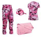 Ladies Pink Camo Pants T-Shirt Cap and Bag Bundle